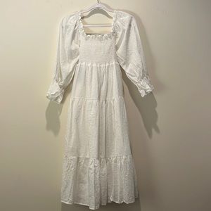 ⚡️LAST CHANCE⚡️ NWT R. Vivimos White Smocked Midi Dress (size S)